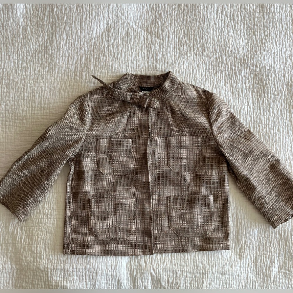 Les Copains linen/cotton brown/cream/black blazer